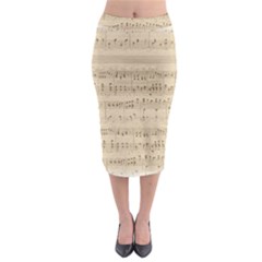 Vintage Beige Music Notes Midi Pencil Skirt by Loisa77