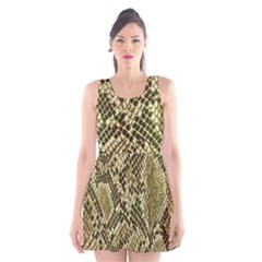 Yellow Snake Skin Pattern Scoop Neck Skater Dress by Ket1n9