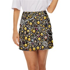 Mental Emojis Emoticons Icons Mini Front Wrap Skirt by Paksenen