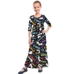 Time Nonlinear Curved Linear Kids  Quarter Sleeve Maxi Dress by Paksenen