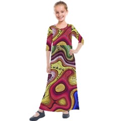 Chaos Unknown Unfamiliar Strange Kids  Quarter Sleeve Maxi Dress by Paksenen
