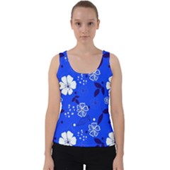 Blooming Seamless Pattern Blue Colors Velvet Tank Top by Ket1n9