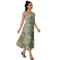 Vintage World Map Square Neckline Tiered Midi Dress View3