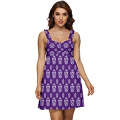 White Pentacle And Purple Pattern Ruffle Strap Babydoll Chiffon Dress by cheekywitch