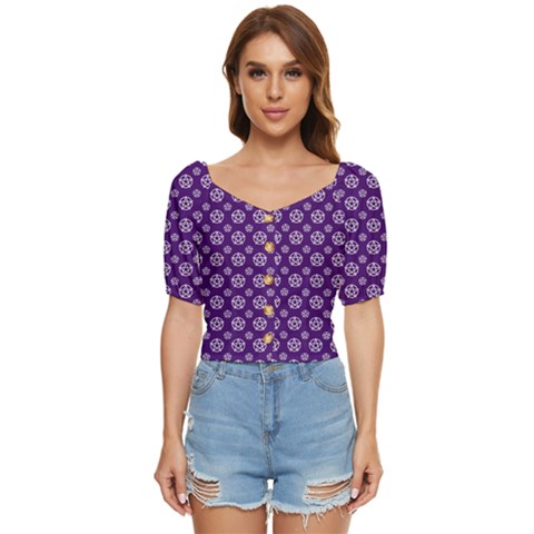 White Pentacle And Purple Pattern Button Up Blouse by cheekywitch