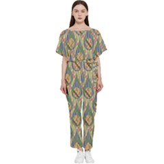 Tribal Background Boho Batik Batwing Lightweight Chiffon Jumpsuit by anzea