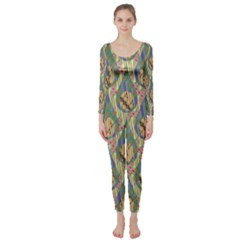 Tribal Background Boho Batik Long Sleeve Catsuit by anzea