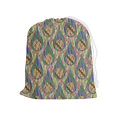 Tribal Background Boho Batik Drawstring Pouch (xl) by anzea