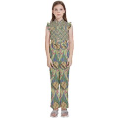 Tribal Background Boho Batik Kids  Sleeveless Ruffle Edge Band Collar Chiffon One Piece by anzea