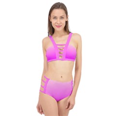 Gradient Pink - Pastel Yellow Pink Rosa Cage Up Bikini Set by 2607694c