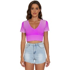Gradient Pink - Pastel Yellow Pink Rosa V-neck Crop Top by 2607694c