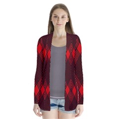 Pattern Red Black, Drape Collar Cardigan by 2607694c