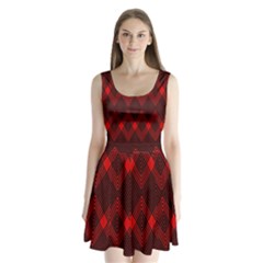 Pattern Red Black, Split Back Mini Dress  by 2607694c