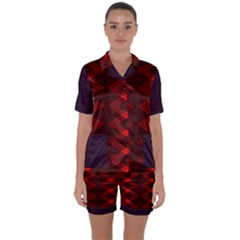 Pattern Rot Schwarz Satin Short Sleeve Pajamas Set by dedoma