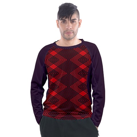 Pattern Rot Schwarz Men s Long Sleeve Raglan T-shirt by dedoma