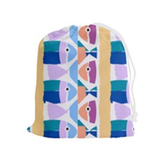 Illustrations Of Fish Texture Modulate Sea Pattern Drawstring Pouch (xl) by anzea