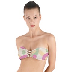 Line Pattern Dot Twist Bandeau Bikini Top by anzea