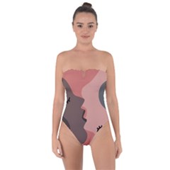 Illustrations Of Love And Kissing Women Tie Back One Piece Swimsuit by anzea