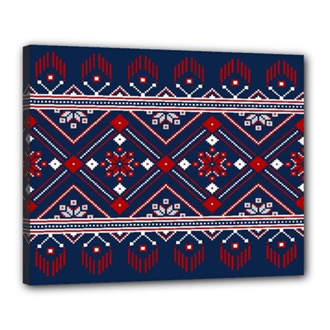 Ukrainian Folk Seamless Pattern Ornament Art Canvas 20  X 16  (stretched) by Bedest