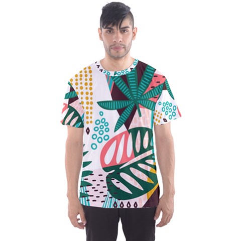 Abstract Seamless Pattern With Tropical Leaves Men s Sport Mesh T-shirt by Hannah976