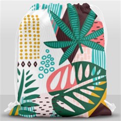 Abstract Seamless Pattern With Tropical Leaves Drawstring Bag (large) by Hannah976