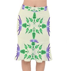 Thistle Flower Purple Thorny Flora Short Mermaid Skirt by Bajindul