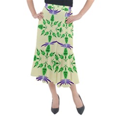 Thistle Flower Purple Thorny Flora Midi Mermaid Skirt by Bajindul