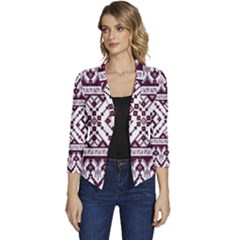 Illustration Ukrainian Folk Seamless Pattern Ornament Women s Casual 3/4 Sleeve Spring Jacket by Proyonanggan