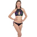Particles Waves Line Multicoloured Cross Front Halter Bikini Set View1