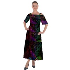Particles Waves Line Multicoloured Shoulder Straps Boho Maxi Dress  by Proyonanggan