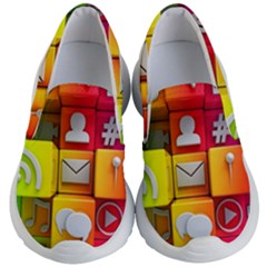 Colorful 3d Social Media Kids Lightweight Slip Ons by Ket1n9