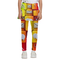 Colorful 3d Social Media Kids  Skirted Pants by Ket1n9