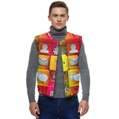 Colorful 3d Social Media Men s Button Up Puffer Vest	 by Ket1n9