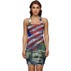 Usa United States Of America Images Independence Day Sleeveless Wide Square Neckline Ruched Bodycon Dress by Ket1n9