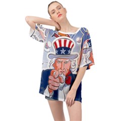 Independence Day United States Of America Oversized Chiffon Top by Ket1n9