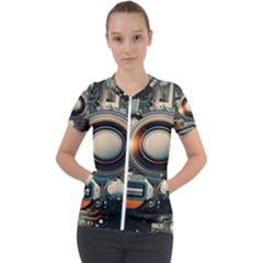 Technology Robot Internet Processor Short Sleeve Zip Up Jacket by Ravend