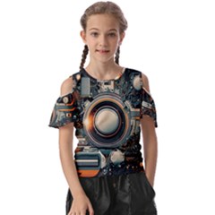 Technology Robot Internet Processor Kids  Butterfly Cutout T-shirt by Ravend