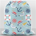 Nautical Marine Symbols Seamless Pattern Drawstring Bag (Large) View2