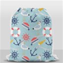 Nautical Marine Symbols Seamless Pattern Drawstring Bag (Small) View2