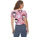 Cute Penguin Pattern Twist Front Crop Top View4