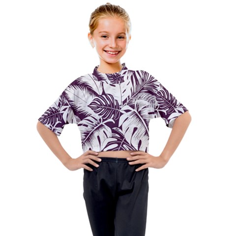 Abstract Art Tropical Leaves Kids Mock Neck T-shirt by Valentinaart