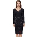 Math Board Circuit Circuits Computer Shield Tech Technology Long Sleeve V-Neck Bodycon Dress  View1