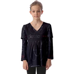 Math Board Circuit Circuits Computer Shield Tech Technology Kids  V Neck Casual Top by Loisa77