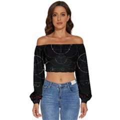 Math Board Circuit Circuits Computer Shield Tech Technology Long Sleeve Crinkled Weave Crop Top by Loisa77
