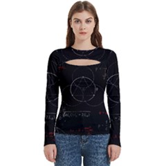 Math Board Circuit Circuits Computer Shield Tech Technology Women s Cut Out Long Sleeve T-shirt by Loisa77