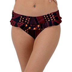 Red Circuit Board Texture Red Circuit Digital Texture Circuit Board Red Technology Frill Bikini Bottoms by Loisa77