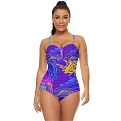 Seamless Vintage Pattern Retro 80s Or 90s Style Abstract Retro Full Coverage Swimsuit by Loisa77