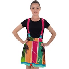 Digital Graphic Clip Art Beach Velvet Suspender Skater Skirt by Proyonanggan