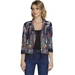 Firework Fireworks Display Lake Women s Casual 3/4 Sleeve Spring Jacket by Proyonanggan