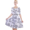Blackboard Algorithms Black and White Pattern Quarter Sleeve A-Line Dress With Pockets View1
